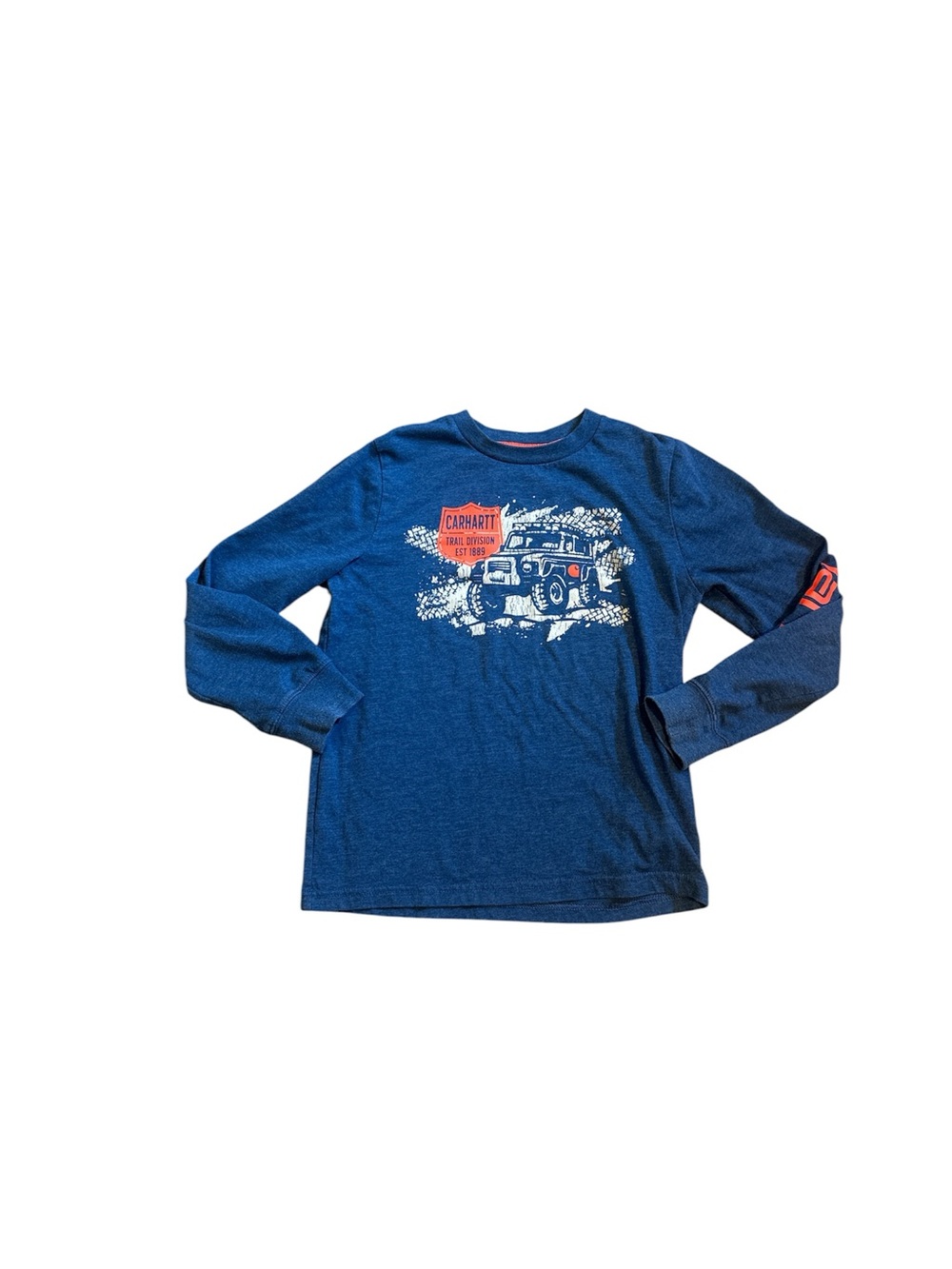 Carhartt Boys Blue Long-Sleeve Graphic Tee with Off-Road Truck